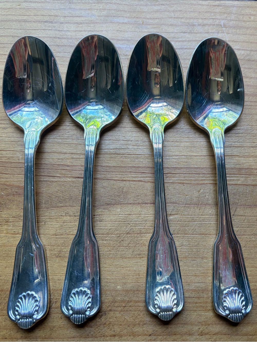 4 Teaspoons Towle Shell Design Silver Plated